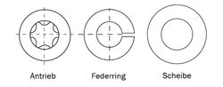 Zeichnung-Antrieb-Torx-Federring-Unterlegscheibe