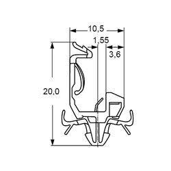 Zeichnung-Kabelhalter-mit-Rastfuss-Typ-RPMS-1,5V0G-Montageloch