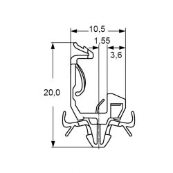 Zeichnung-Kabelhalter-mit-Rastfuss-Typ-RPMS-1,5V0G-Montageloch