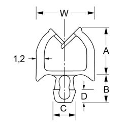 Zeichnung-Leitungshalter-mit Rastfuss-Typ-UAMS-02-0-bis-UAMS-05-2