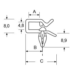Zeichnung-Kabelhalter-mit-Rastfuss-Typ-S